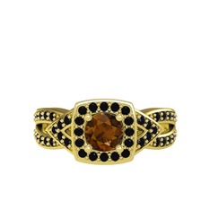 Aurora Yüzük - Dumanlı kuvars ve siyah zirkon 8 ayar altın yüzük #1g8n5rd
