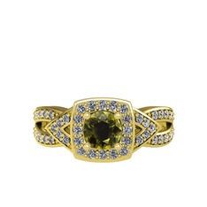 Aurora Yüzük - Peridot ve swarovski 14 ayar altın yüzük #1gg0jck