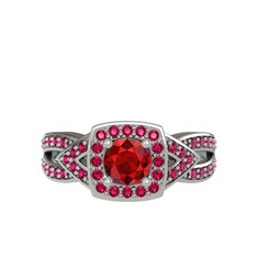 Garnet ve rodolit garnet 8 ayar beyaz altın yüzük