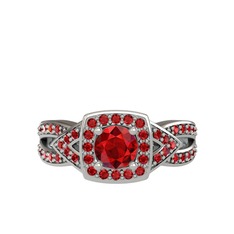 Garnet 18 ayar beyaz altın yüzük
