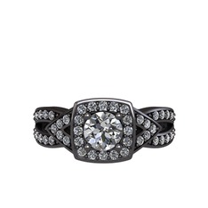 Aurora Yüzük - Swarovski ve beyaz zirkon 925 ayar siyah rodyum kaplama gümüş yüzük #1kmjajm