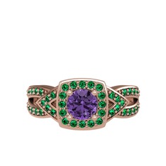 Aurora Yüzük - Ametist ve yeşil kuvars 14 ayar rose altın yüzük #1kobh5v