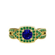 Aurora Yüzük - Lab safir ve yeşil kuvars 14 ayar altın yüzük #1l5mudc