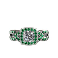 Aurora Yüzük - Swarovski ve yeşil kuvars 8 ayar beyaz altın yüzük #1lbwema