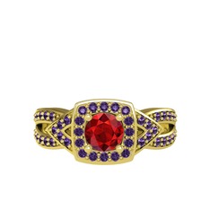 Aurora Yüzük - Garnet ve ametist 8 ayar altın yüzük #1nir9rq