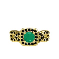 Aurora Yüzük - Kök zümrüt ve siyah zirkon 8 ayar altın yüzük #1nqeb00