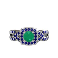 Aurora Yüzük - Kök zümrüt ve lab safir 18 ayar beyaz altın yüzük #1okhne9