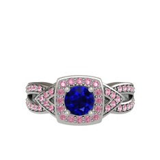 Aurora Yüzük - Lab safir ve pembe kuvars 14 ayar beyaz altın yüzük #1p1kbeh