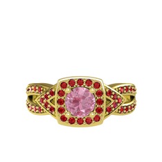Pembe kuvars ve garnet 8 ayar altın yüzük