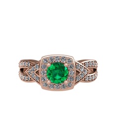 Aurora Yüzük - Yeşil kuvars ve pırlanta 925 ayar rose altın kaplama gümüş yüzük (0.414 karat) #1u8gnyi