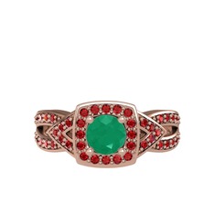 Aurora Yüzük - Kök zümrüt ve garnet 925 ayar rose altın kaplama gümüş yüzük #1uomy9n