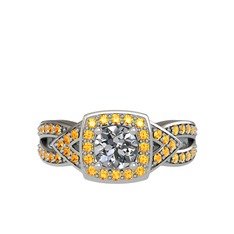 Aurora Yüzük - Pırlanta ve sitrin 925 ayar gümüş yüzük (0.5 karat) #1uxf1l8