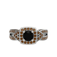Aurora Yüzük - Siyah zirkon ve dumanlı kuvars 925 ayar gümüş yüzük #1vqu9u3