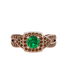 Aurora Yüzük - Yeşil kuvars ve dumanlı kuvars 8 ayar rose altın yüzük #1x6bbkj