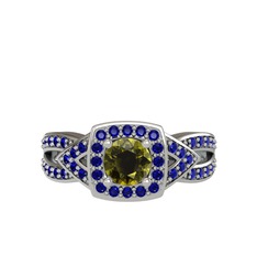 Aurora Yüzük - Peridot ve lab safir 14 ayar beyaz altın yüzük #1x8bch5