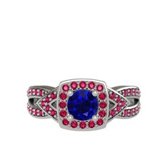 Lab safir ve rodolit garnet 18 ayar beyaz altın yüzük