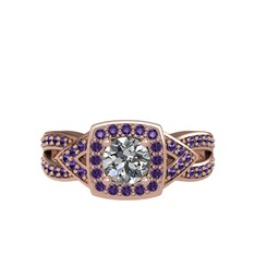 Aurora Yüzük - Swarovski ve ametist 8 ayar rose altın yüzük #1yd6e4p