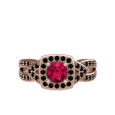 Aurora Yüzük - Rodolit garnet ve siyah zirkon 8 ayar rose altın yüzük #1ytzql0