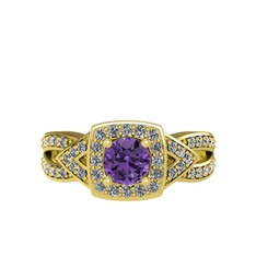 Aurora Yüzük - Ametist ve pırlanta 925 ayar altın kaplama gümüş yüzük (0.414 karat) #2g3gat
