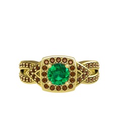 Yeşil kuvars ve dumanlı kuvars 18 ayar altın yüzük