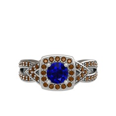 Aurora Yüzük - Lab safir ve dumanlı kuvars 8 ayar beyaz altın yüzük #2kuklo