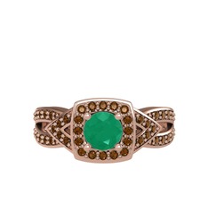 Aurora Yüzük - Kök zümrüt ve dumanlı kuvars 925 ayar rose altın kaplama gümüş yüzük #3fg16f