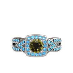 Aurora Yüzük - Peridot ve akuamarin 8 ayar beyaz altın yüzük #4di4nr