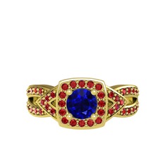 Aurora Yüzük - Lab safir ve garnet 14 ayar altın yüzük #59p4nb