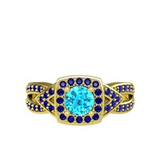 Aurora Yüzük - Akuamarin ve lab safir 14 ayar altın yüzük #5loppk