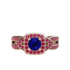 Aurora Yüzük - Lab safir ve rodolit garnet 14 ayar rose altın yüzük #5m9vwt