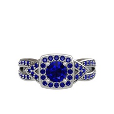 Aurora Yüzük - Lab safir 14 ayar beyaz altın yüzük #9fc4b0