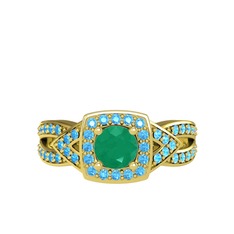 Aurora Yüzük - Kök zümrüt ve akuamarin 18 ayar altın yüzük #aguiqs