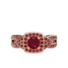 Aurora Yüzük - Kök yakut ve garnet 14 ayar rose altın yüzük #b2r0zd
