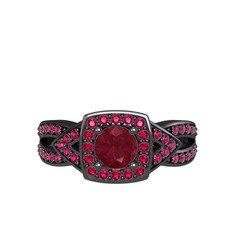 Aurora Yüzük - Kök yakut ve rodolit garnet 925 ayar siyah rodyum kaplama gümüş yüzük #bcail4