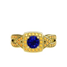 Lab safir ve sitrin 8 ayar altın yüzük