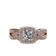 Aurora Yüzük - Pırlanta ve swarovski 8 ayar rose altın yüzük (0.5 karat) #boz6dn