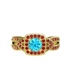 Aurora Yüzük - Akuamarin ve garnet 8 ayar altın yüzük #cwkg08