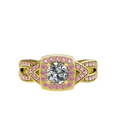 Swarovski ve pembe kuvars 8 ayar altın yüzük