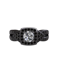 Aurora Yüzük - Swarovski ve siyah zirkon 925 ayar siyah rodyum kaplama gümüş yüzük #duod3r