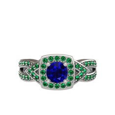 Aurora Yüzük - Lab safir ve yeşil kuvars 18 ayar beyaz altın yüzük #ehalgf