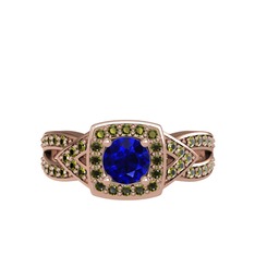 Lab safir ve peridot 18 ayar rose altın yüzük