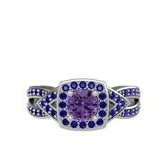 Aurora Yüzük - Ametist ve lab safir 14 ayar beyaz altın yüzük #fele8s