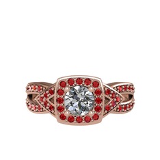 Aurora Yüzük - Pırlanta ve garnet 18 ayar rose altın yüzük (0.5 karat) #itls91