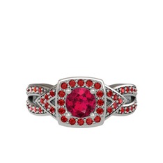 Aurora Yüzük - Rodolit garnet ve garnet 8 ayar beyaz altın yüzük #jh4bi4