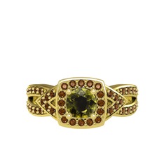 Aurora Yüzük - Peridot ve dumanlı kuvars 8 ayar altın yüzük #k1fa6r