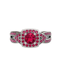 Rodolit garnet 18 ayar beyaz altın yüzük