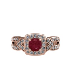 Aurora Yüzük - Kök yakut ve swarovski 14 ayar rose altın yüzük #mbe5kf