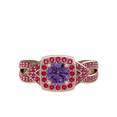 Ametist ve rodolit garnet 14 ayar rose altın yüzük