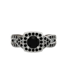 Aurora Yüzük - Siyah zirkon 8 ayar beyaz altın yüzük #ohd6ai