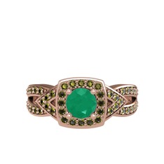 Aurora Yüzük - Kök zümrüt ve peridot 925 ayar rose altın kaplama gümüş yüzük #on8oyy